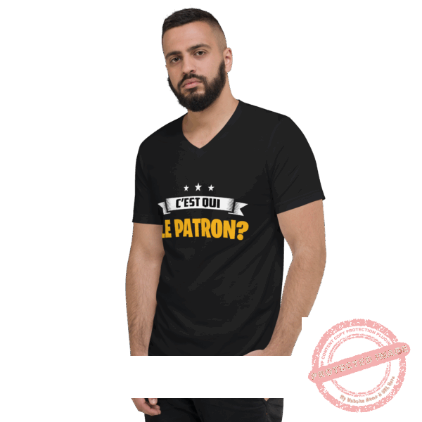 T-shirt Unisexe à Manches Courtes et Col V – Image 2
