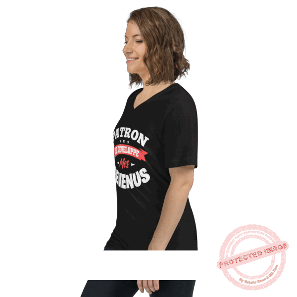 T-shirt Unisexe à Manches Courtes et Col V – Image 2