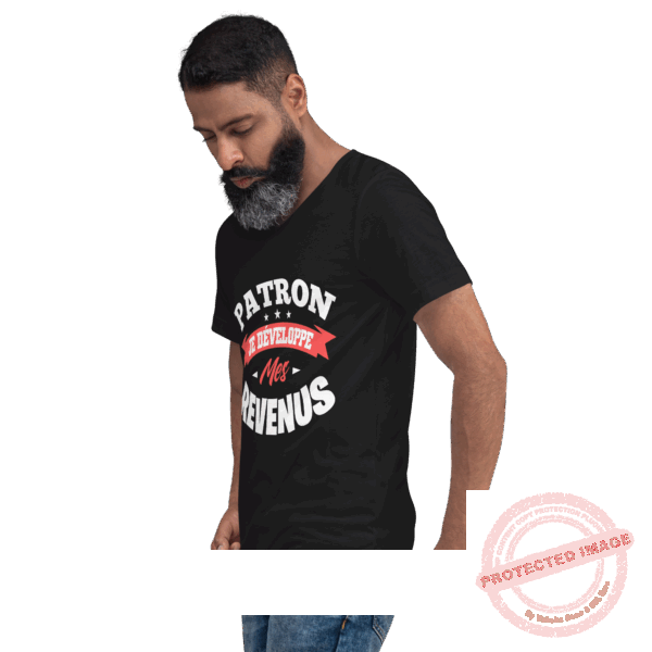 T-shirt Unisexe à Manches Courtes et Col V – Image 2