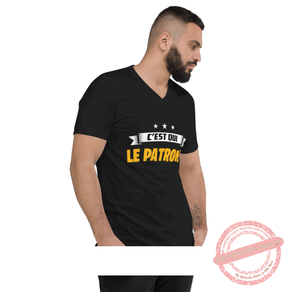 T-shirt Unisexe à Manches Courtes et Col V – Image 3