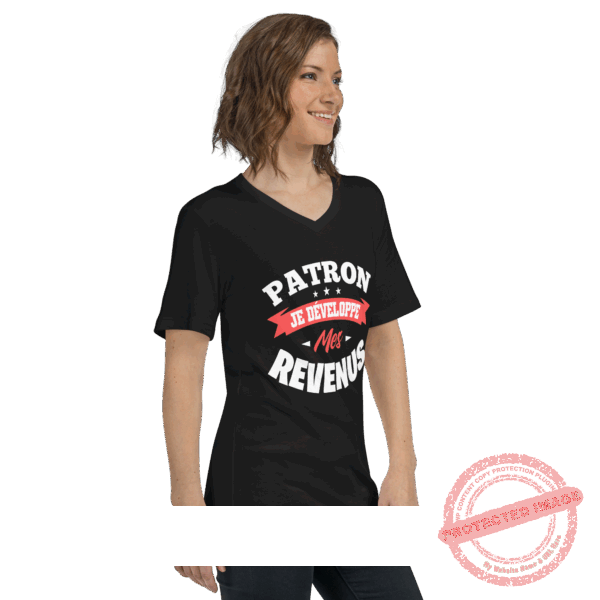 T-shirt Unisexe à Manches Courtes et Col V – Image 3