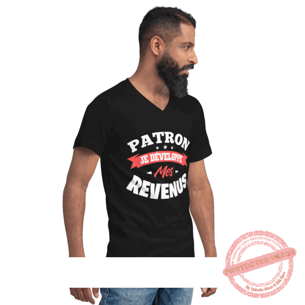 T-shirt Unisexe à Manches Courtes et Col V – Image 3